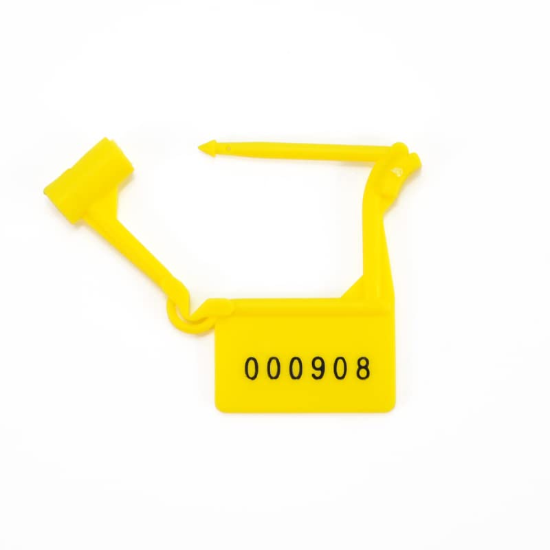 LeadSeals Plastic Security Padlock Seals Numbered Tamper Proof Disposable Self-Locking Plastic Medical Tags (Pack of 100 PCS) (Yellow) - Image 1